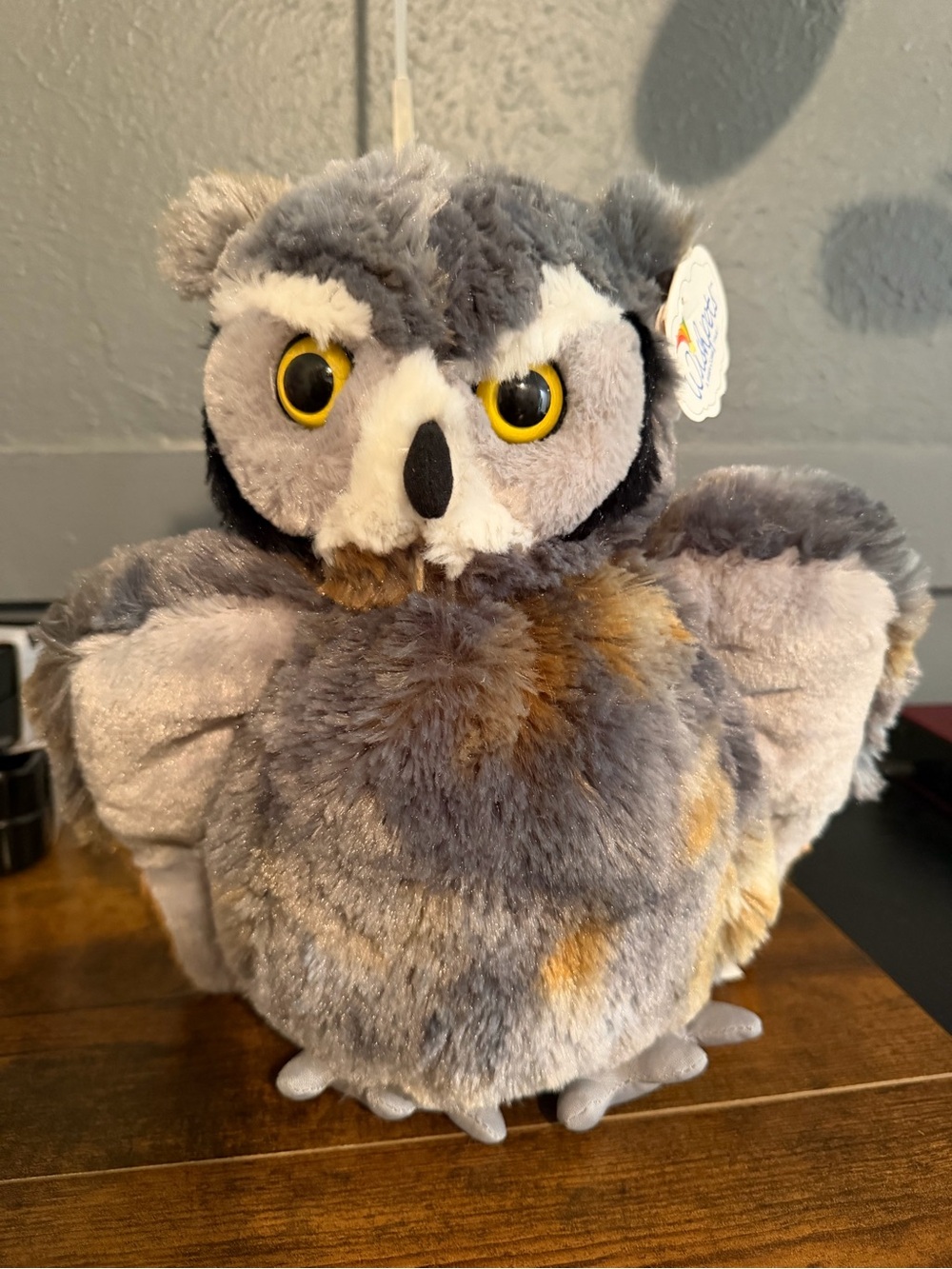Plush Owl Bird Toy - Gray and Brown